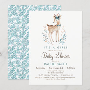 Woodland Deer Baby Shower Invitation