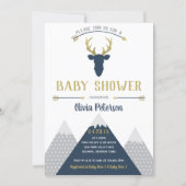 Woodland Deer Baby Shower Invitation, Faux Foil Invitation (Front)