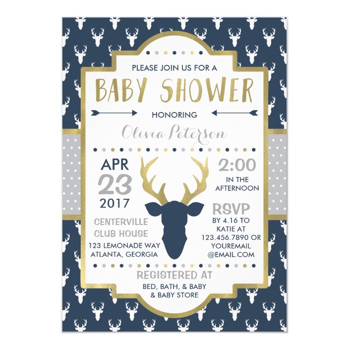 deer themed baby shower invitations
