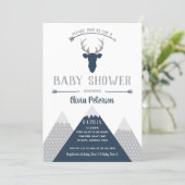 Woodland Deer Baby Shower Invitation, Faux Foil Invitation (Standing Front)