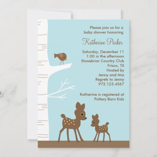 Woodland Deer Baby Shower Invitations