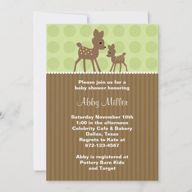 Woodland Deer Baby Shower Invitations (Front)