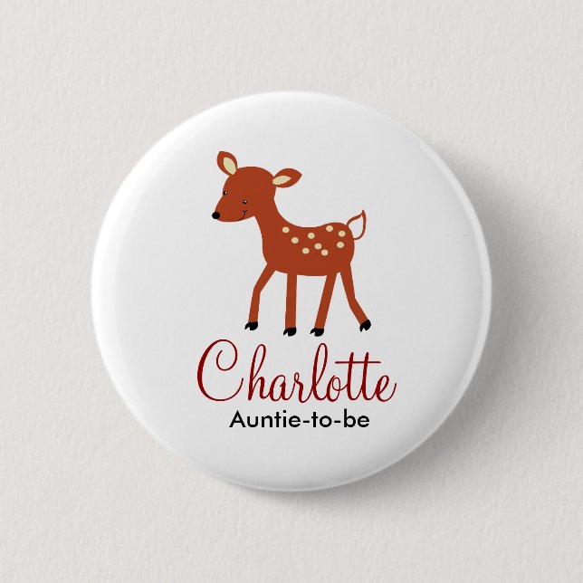 WOODLAND DEER BABY SHOWER NAME TAG BUTTON (Front)