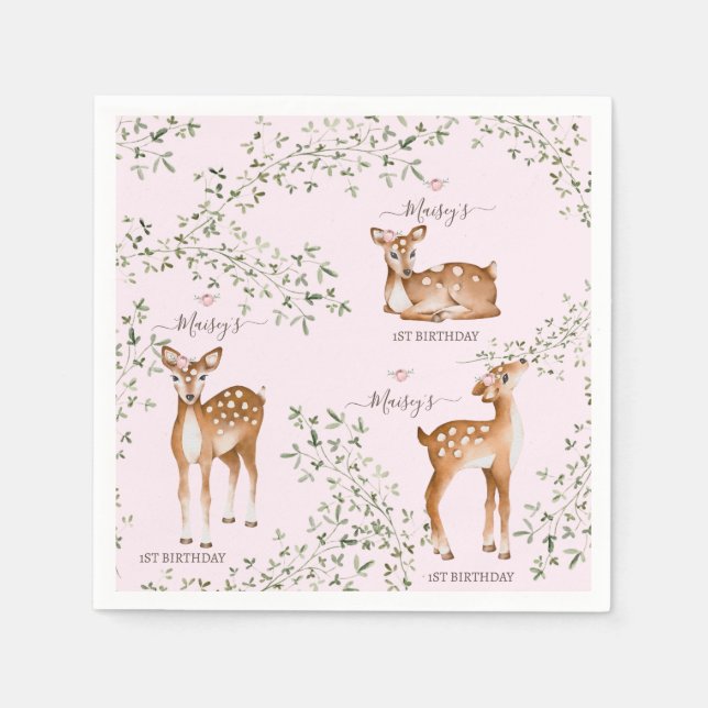 Woodland Deer Baby Shower Napkins (Front)