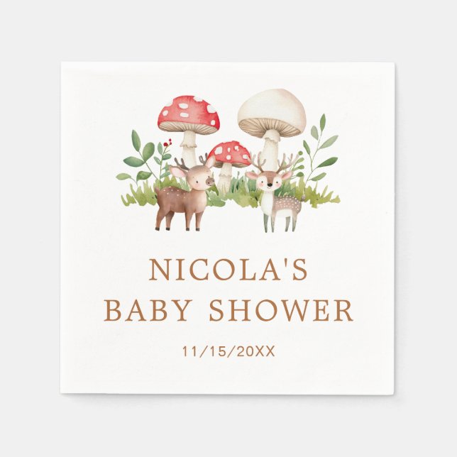 Woodland Deer Baby Shower Napkins (Front)