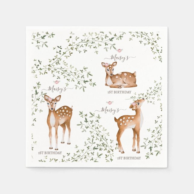 Woodland Deer Baby Shower Napkins (Front)