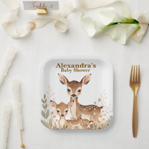 Woodland Deer Baby Shower Paper Plates