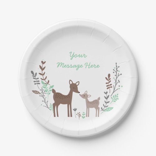 Woodland Deer Baby Shower Paper Plates