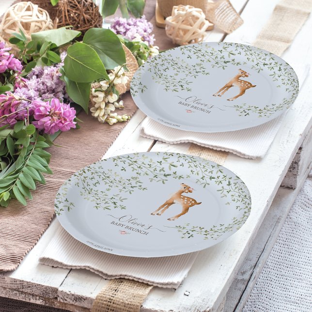Woodland Deer Baby Shower Paper Plates (Creator Uploaded)