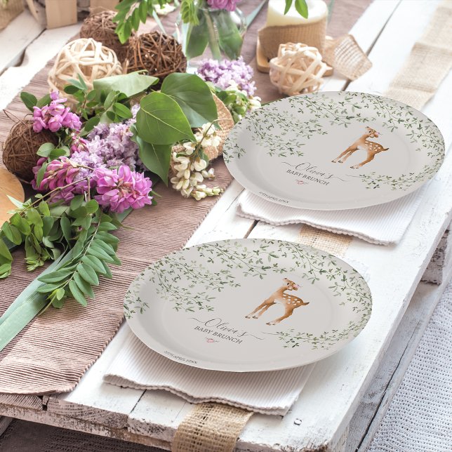 Woodland Deer Baby Shower Paper Plates (Creator Uploaded)