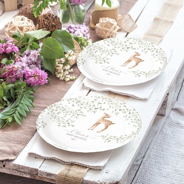 Woodland Deer Baby Shower Paper Plates (Creator Uploaded)