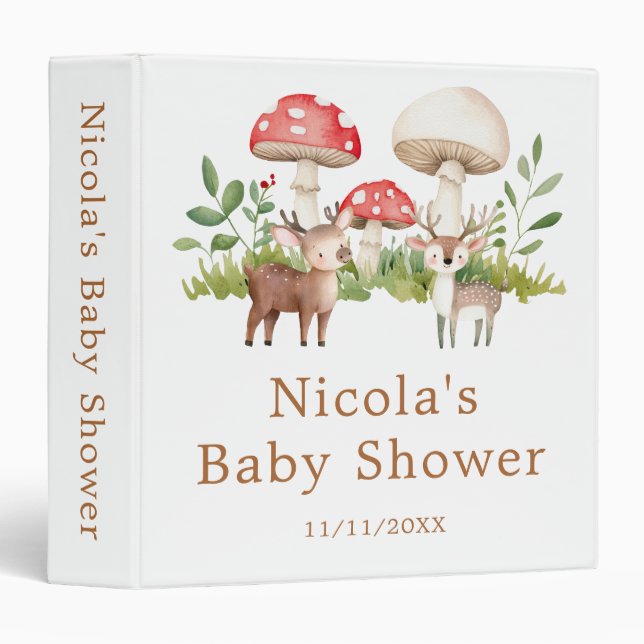 Woodland Deer Baby Shower Photo Album 3 Ring Binder (Front/Spine)