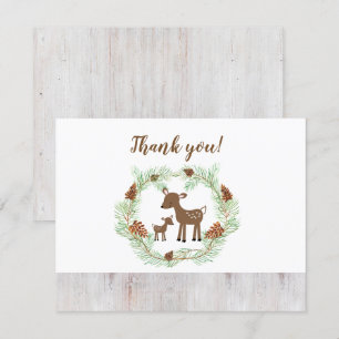 Woodland Deer Baby Shower Thank you notes Invitation