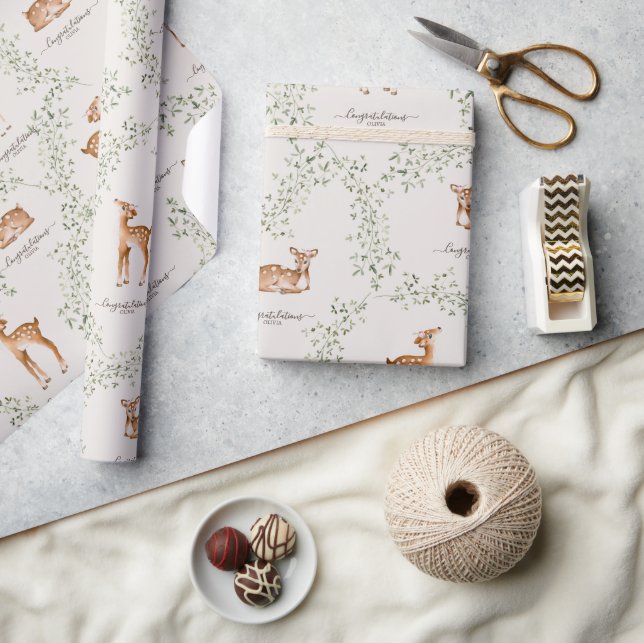 Woodland Deer Baby Shower Wrapping Paper (Crafts)