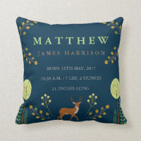 Woodland Deer Birth Announcement Pillow