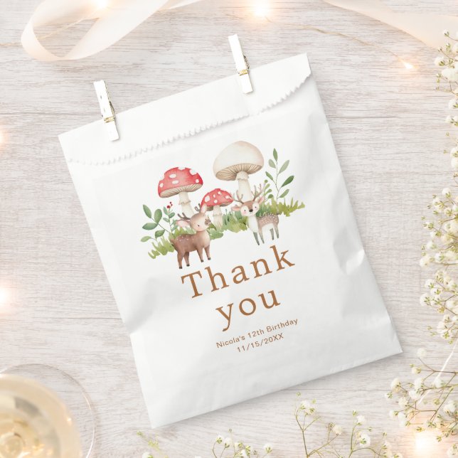 Woodland Deer Birthday Party Favor Bag (Clipped)