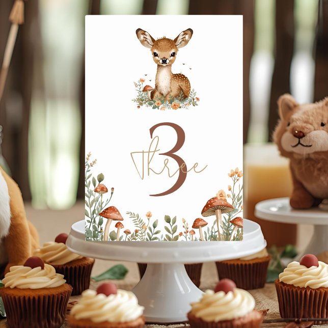 Woodland Deer Birthday Rustic  Table Number (Creator Uploaded)