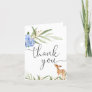 Woodland deer blue floral greenery thank you card