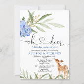 Woodland deer blue greenery couples baby shower invitation (Front)