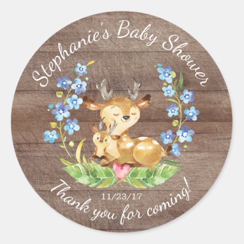 Woodland Deer Boys Baby Shower Favor Sticker