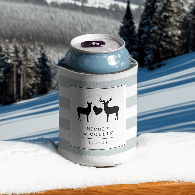 Woodland Deer | Buck & Doe Wedding Favor Can Cooler (Creator Uploaded)