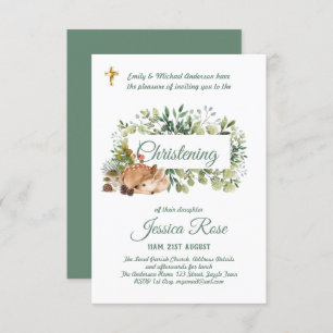 Woodland Deer Christening Invites Baptism
