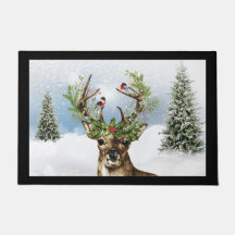 Woodland Deer Christmas Doormat Door Mat