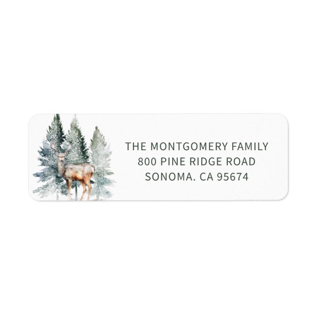 Woodland Deer Christmas Return Address Label (Front)