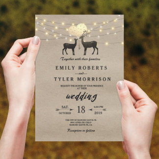 Woodland Deer Couple Love Wedding Invitation