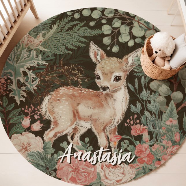 Woodland Deer Custom Name Nursery  Rug (Creator Uploaded)