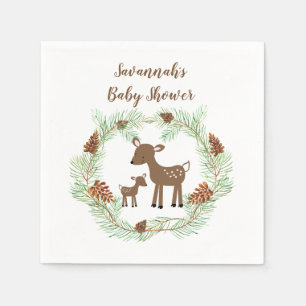 Woodland Deer Customized Baby Shower Napkins