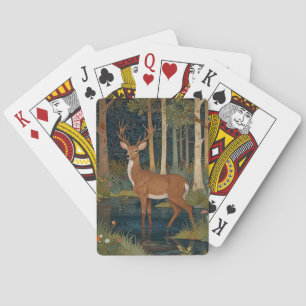 Woodland Deer Design Rustic Boho Forest Greenery Poker Cards