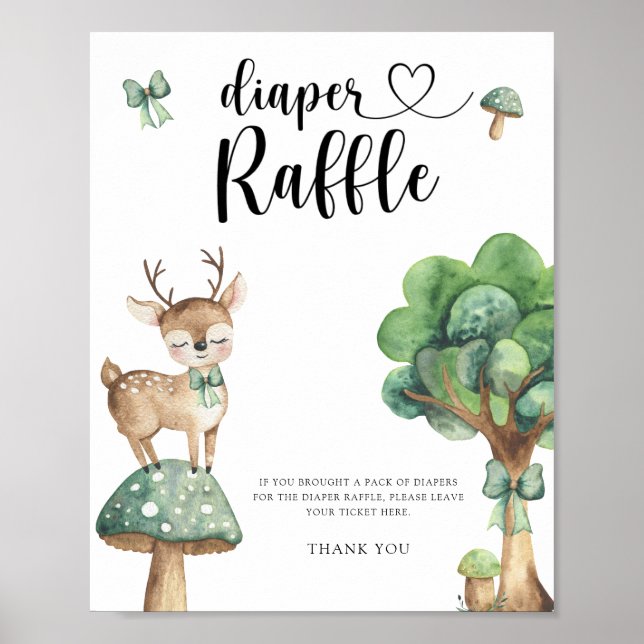 Woodland Deer - diaper raffle poster (Front)