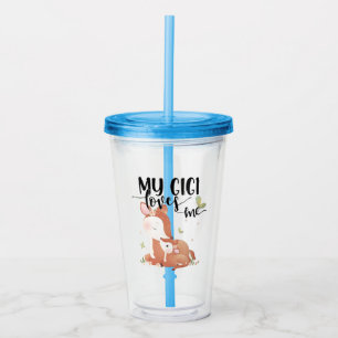 Woodland Deer Doe and Baby Fawn My Gigi Loves Me Acrylic Tumbler