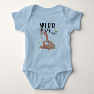 Woodland Deer Doe and Baby Fawn My Gigi Loves Me Baby Bodysuit