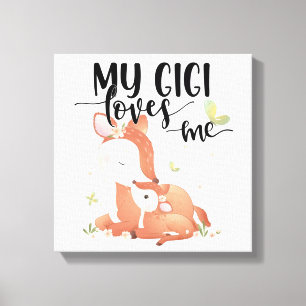 Woodland Deer Doe and Baby Fawn My Gigi Loves Me Canvas Print