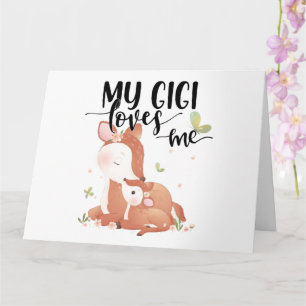 Woodland Deer Doe and Baby Fawn My Gigi Loves Me Card