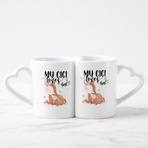 Woodland Deer Doe and Baby Fawn My Gigi Loves Me Coffee Mug Set