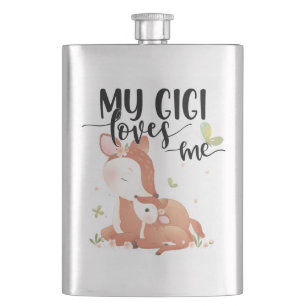 Woodland Deer Doe and Baby Fawn My Gigi Loves Me Flask