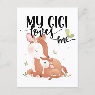 Woodland Deer Doe and Baby Fawn My Gigi Loves Me Postcard