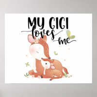 Woodland Deer Doe and Baby Fawn My Gigi Loves Me