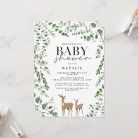 Woodland deer eucalyptus modern baby shower invita invitation