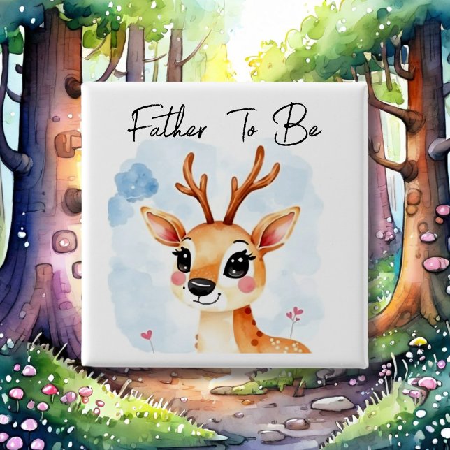 Woodland Deer Father To Be Baby Shower Button (Creator Uploaded)