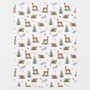 Woodland Deer Fawn Floral Baby Blanket