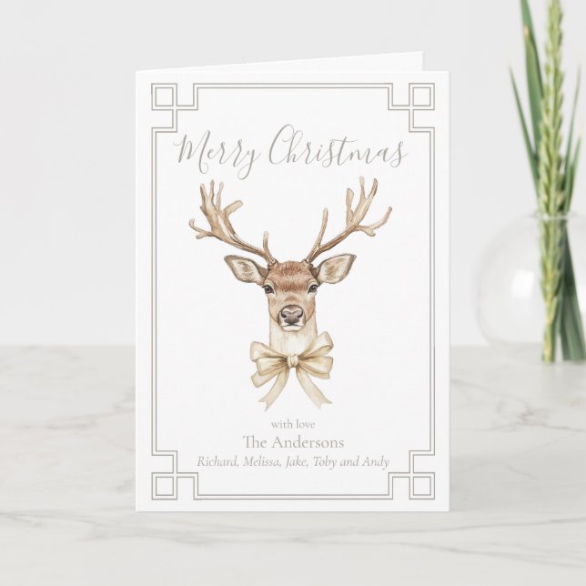 Woodland Deer Festive  Holiday Card (Front)