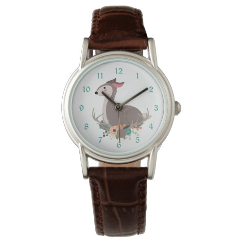 Woodland Deer Floral and Antler Watch