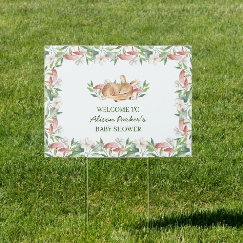 Woodland Deer Floral Drive by Baby Shower Yard Sig Sign