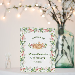 Woodland Deer Floral Greenery Baby Shower Welcome  Foam Board