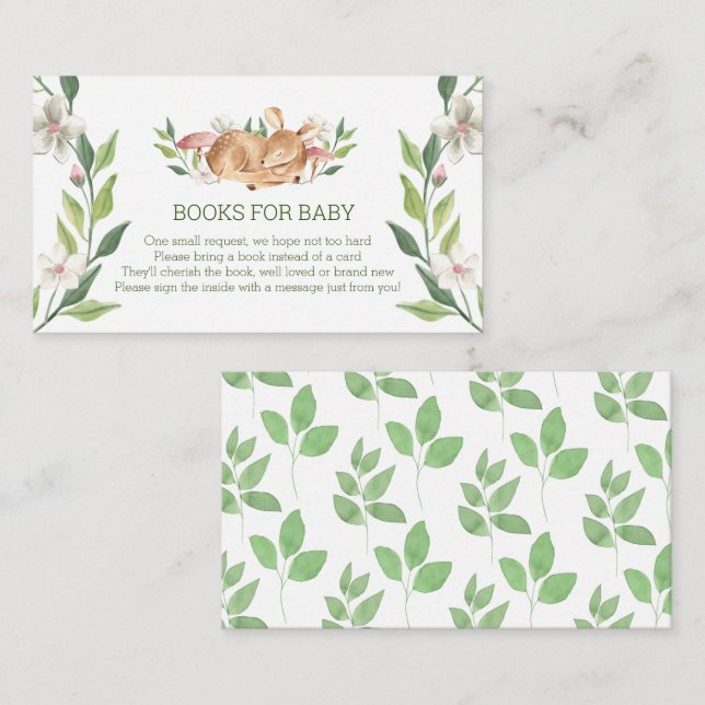 Woodland Deer Floral Greenery Books for Baby Enclosure Card (Front/Back)