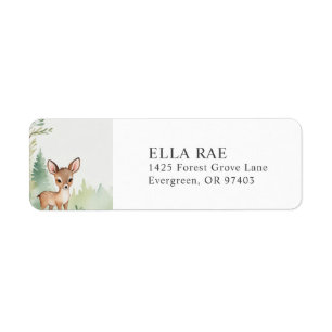 Woodland Deer Forest Baby Shower Return Address  Label